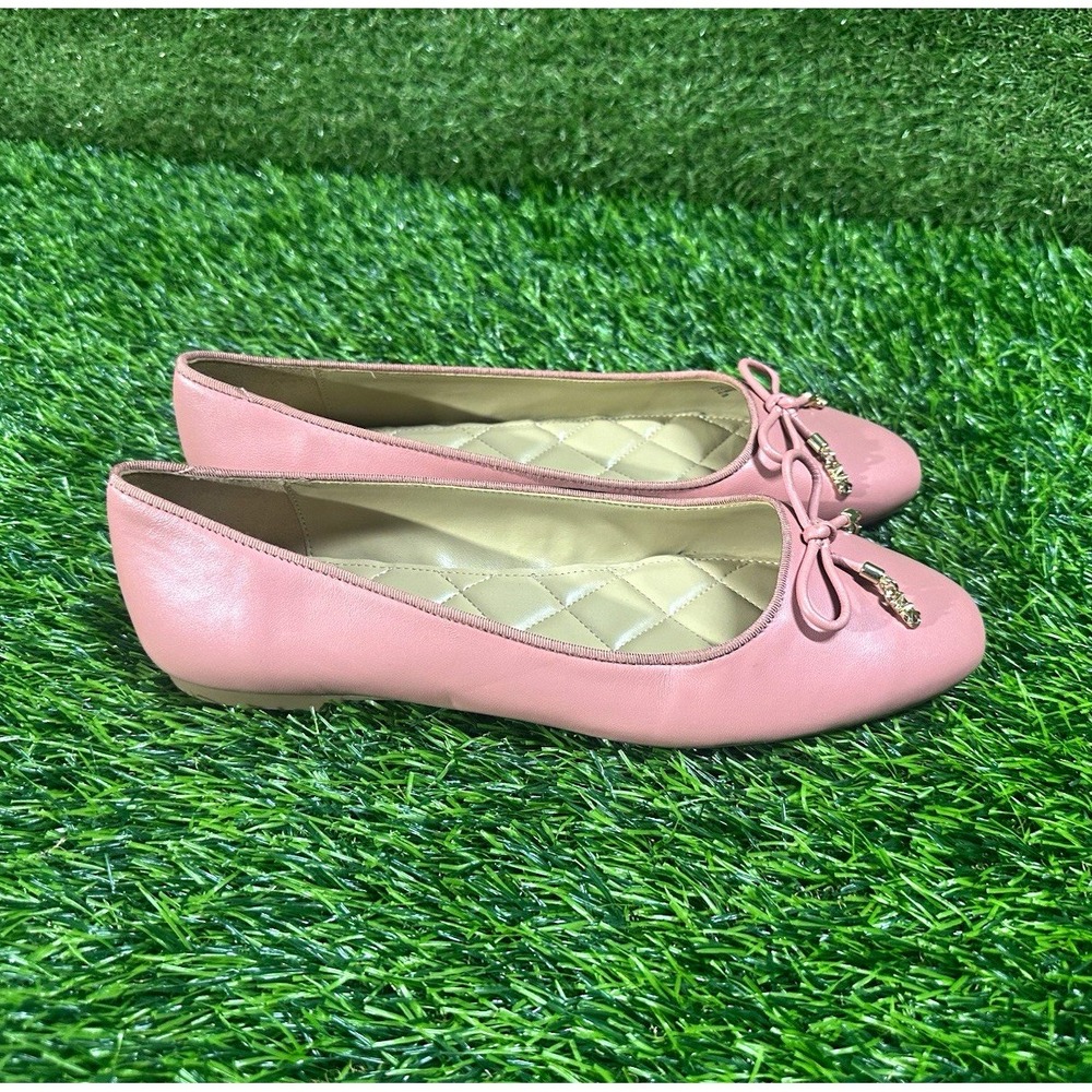 MICHAEL Michael Kors Women's Pink Leather Bow Ballet Flats Slip-On US 9 M
